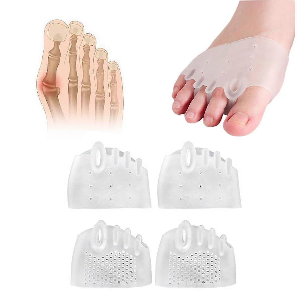 2 Pack Gel Toe Separators and Metatarsal Pads for Bunion Correction, Overlapping Toes and Forefoot Pain Relief