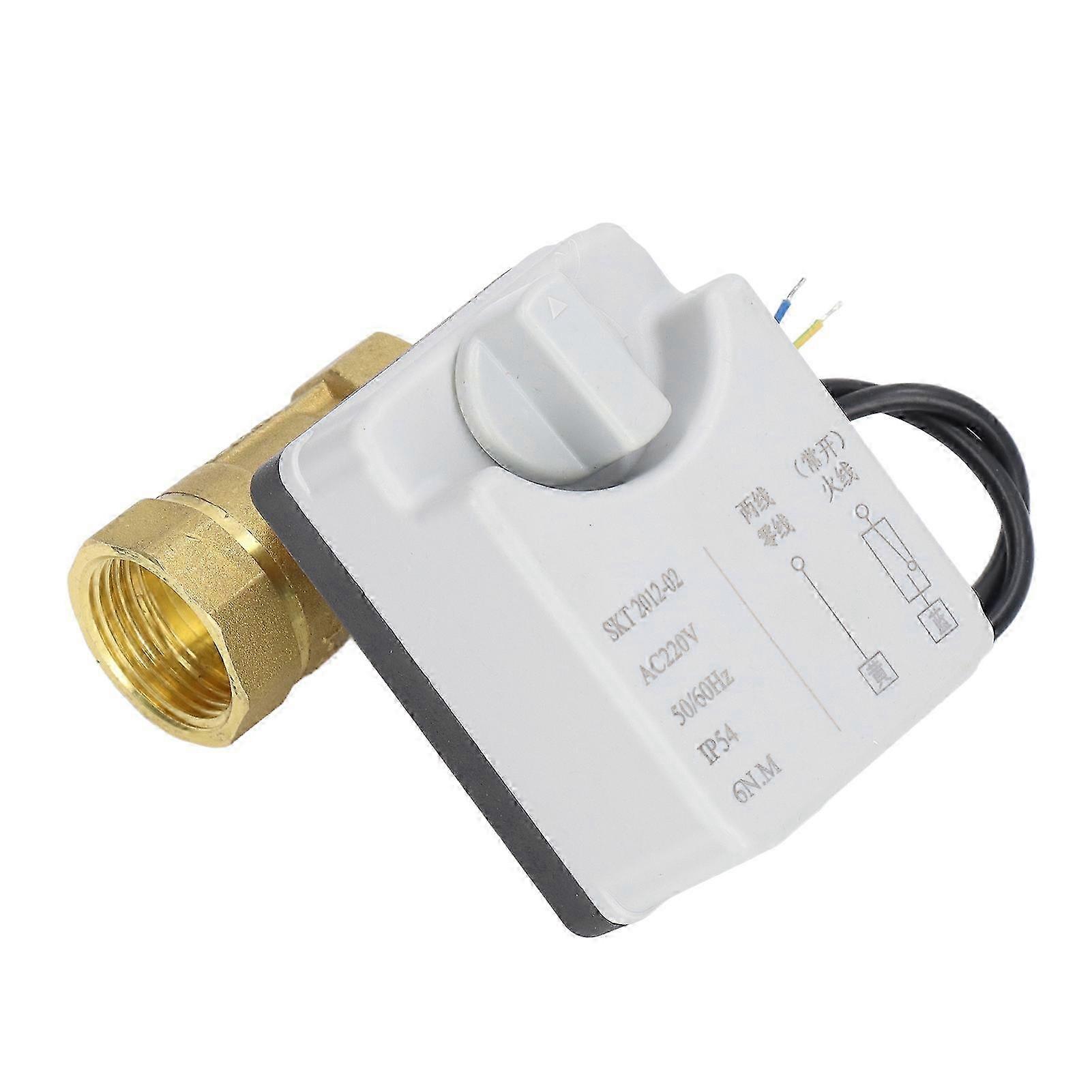 DN25 Motorized Ball Valve - Brass 2-Way 2-Wire Normally Open Ball Valve, AC220V