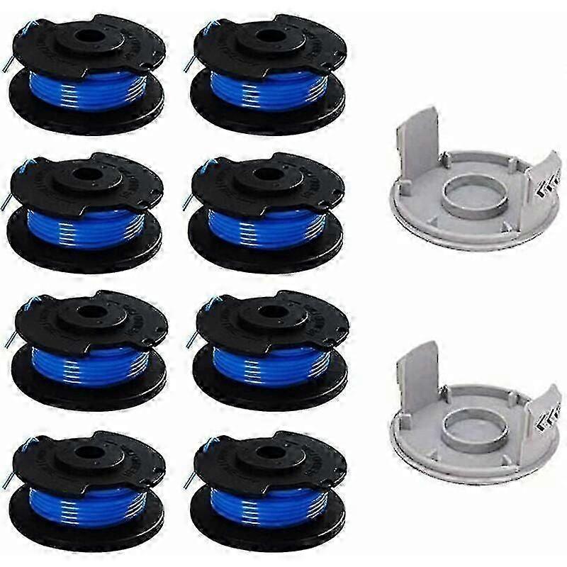 Ryobi One+ Cordless String Trimmer Spool Pack - 10-Pack with 8 Spools & 2 Trimmer Caps, Compatible with Ryobi Trimmers