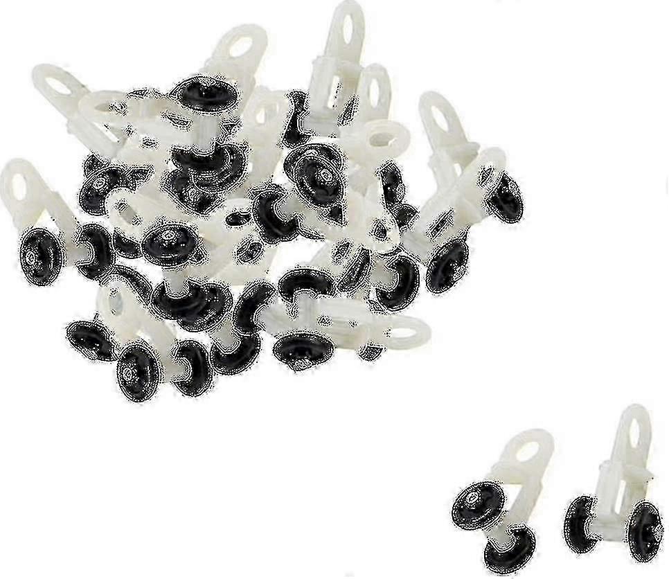20pcs Black & White Plastic Curtain Slider Rail Roller Hooks with Wheels for Window Voile Curtains, Compatible with GXCC Tracks