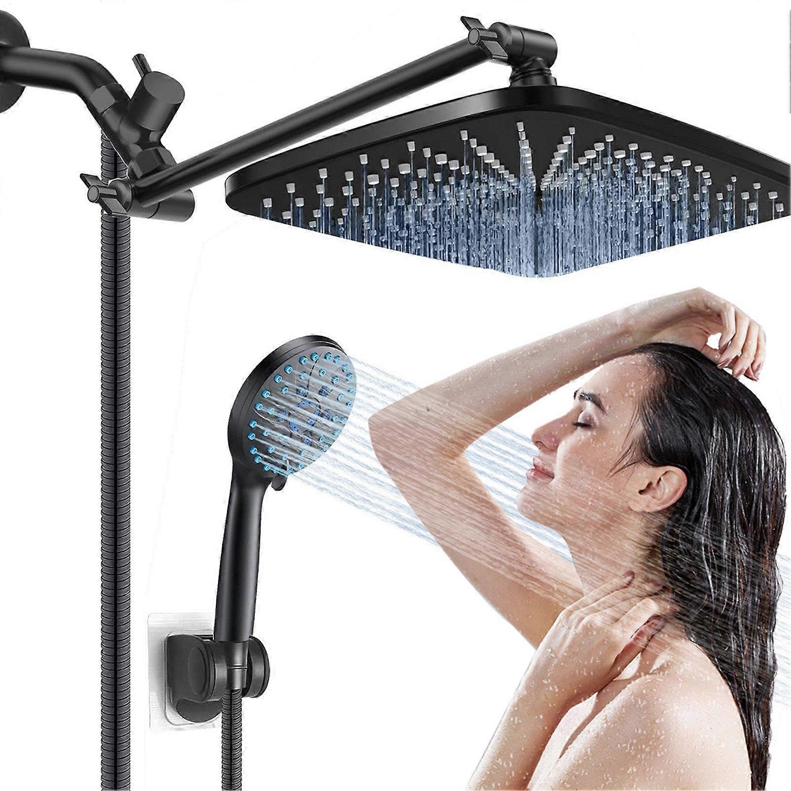 High Pressure Rain Shower Door - Large Adjustable Square Rain Shower with 5 Spray Modes for Bathroom Use