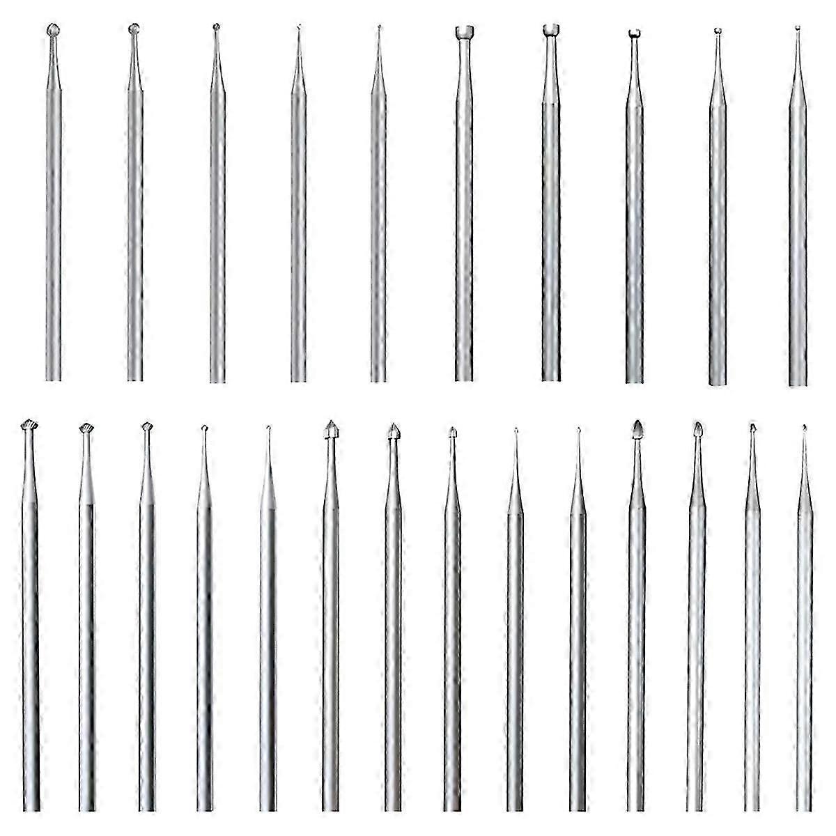 24 Pcs 3/32inch Shank Burr Sets,Includes Ball Burs, Stone Setting Bits, Round Cup Burr, 90 Hart Burs and Bud Bur Kits