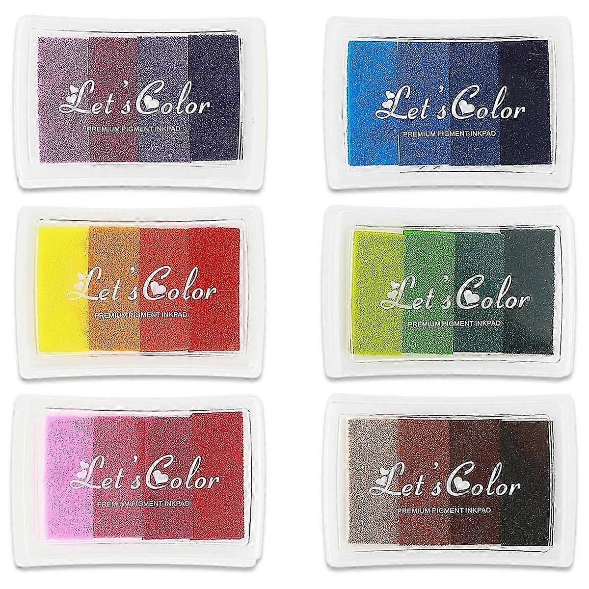 24 Colors Stamp Ink Pads 6Pcs Washable Craft Ink Pads Finger Print Scrapbook Fingerprints Ink Pads