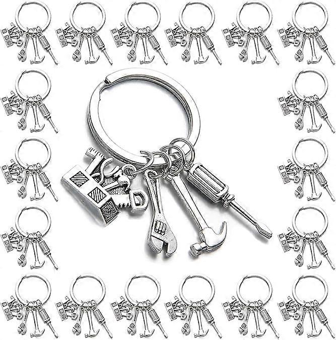 20 Pieces Tool Box Pendant Keychain Screwdriver Pendant Keychain Wrench Pendant Keychain Hammer Pendant Keychain