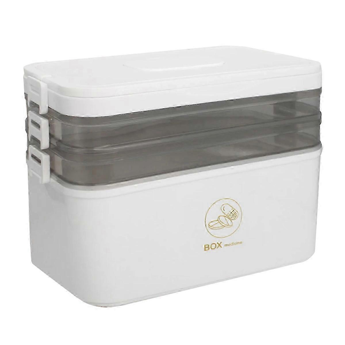 3-Layer Partition Portable Medicine Box - Large-Capacity Home Medicine Storage Box for Emergency Use