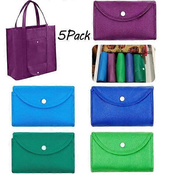 Non-woven shopping bags, 5-piece set, durable, foldable and easy to store