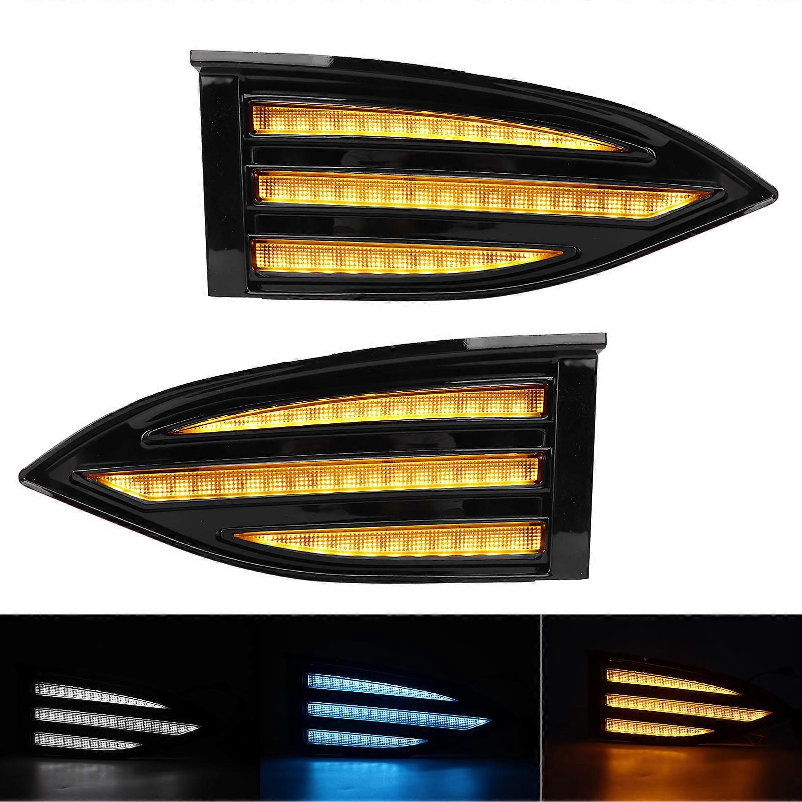 Daytime Sequential Running Lamp White Amber Blue 3 Colors LED Front Fog Turn Signal Replacement for Mazda CX‑5 2022+ 