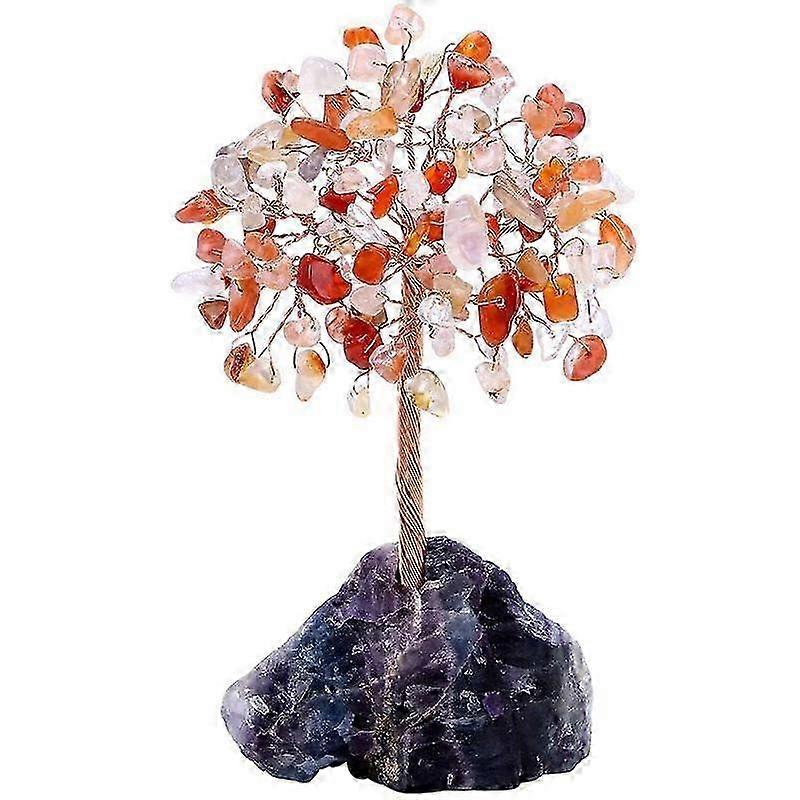 faux crystal copper wire lucky tree handmade decor with base