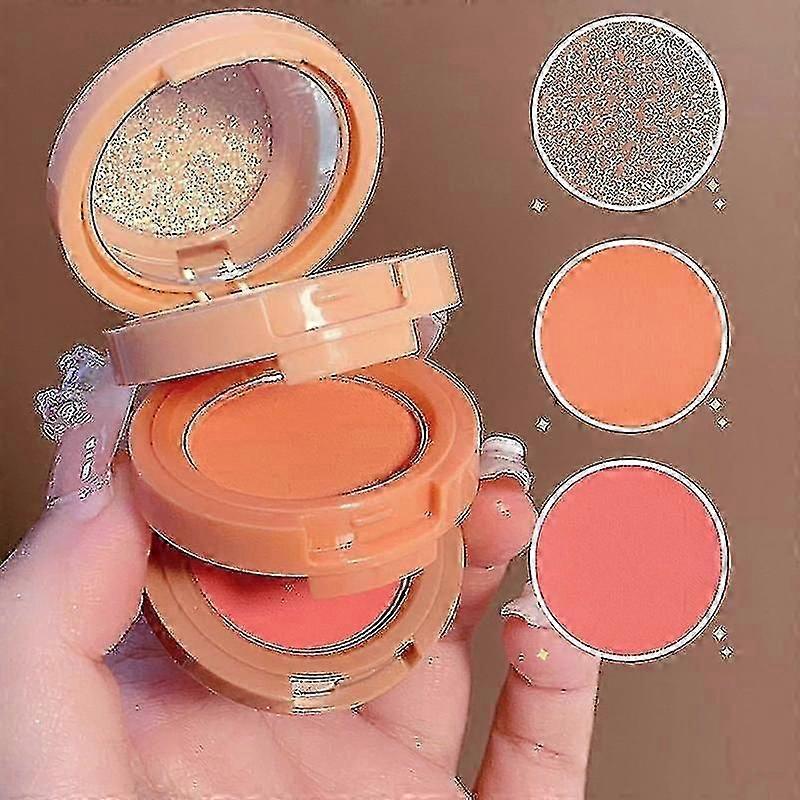 3-in-1 Makeup Palette  Matte Highlighter, Blush & Shimmery Eyeshadow Compact