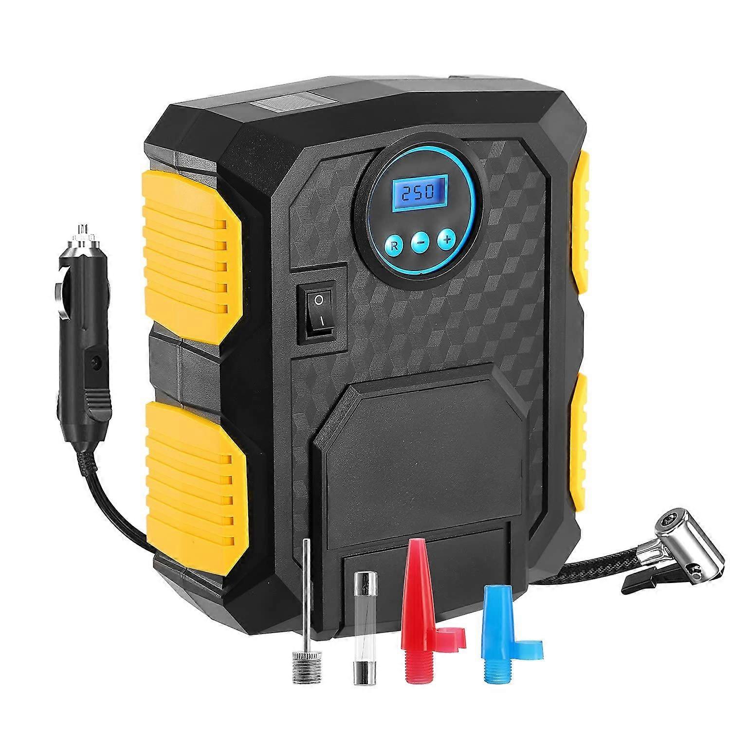 Portable Air Compressor Pump, Tire Inflator, 12V DC, 120W, 150PSI, 25L/Min Air Flow, LCD Digital Display for Cars, SUVs, Trucks, Bicycles and Other In