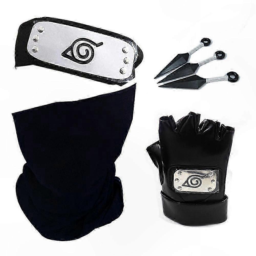 Ninja Cosplay Accessories Set - Includes Headband, Mask, Gloves, and Kunai Props for Anime Enthusiasts