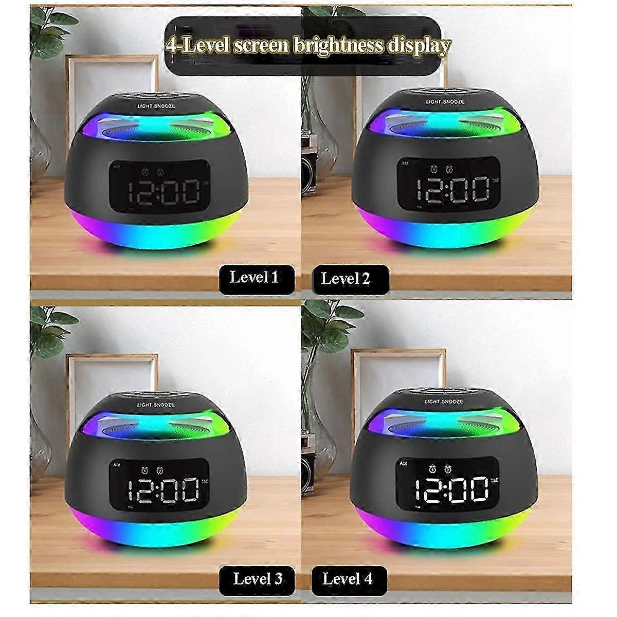 Portable LED Clock Radio with RGB Colorful Light, Wireless Bluetooth Speaker & Alarm Functionality
