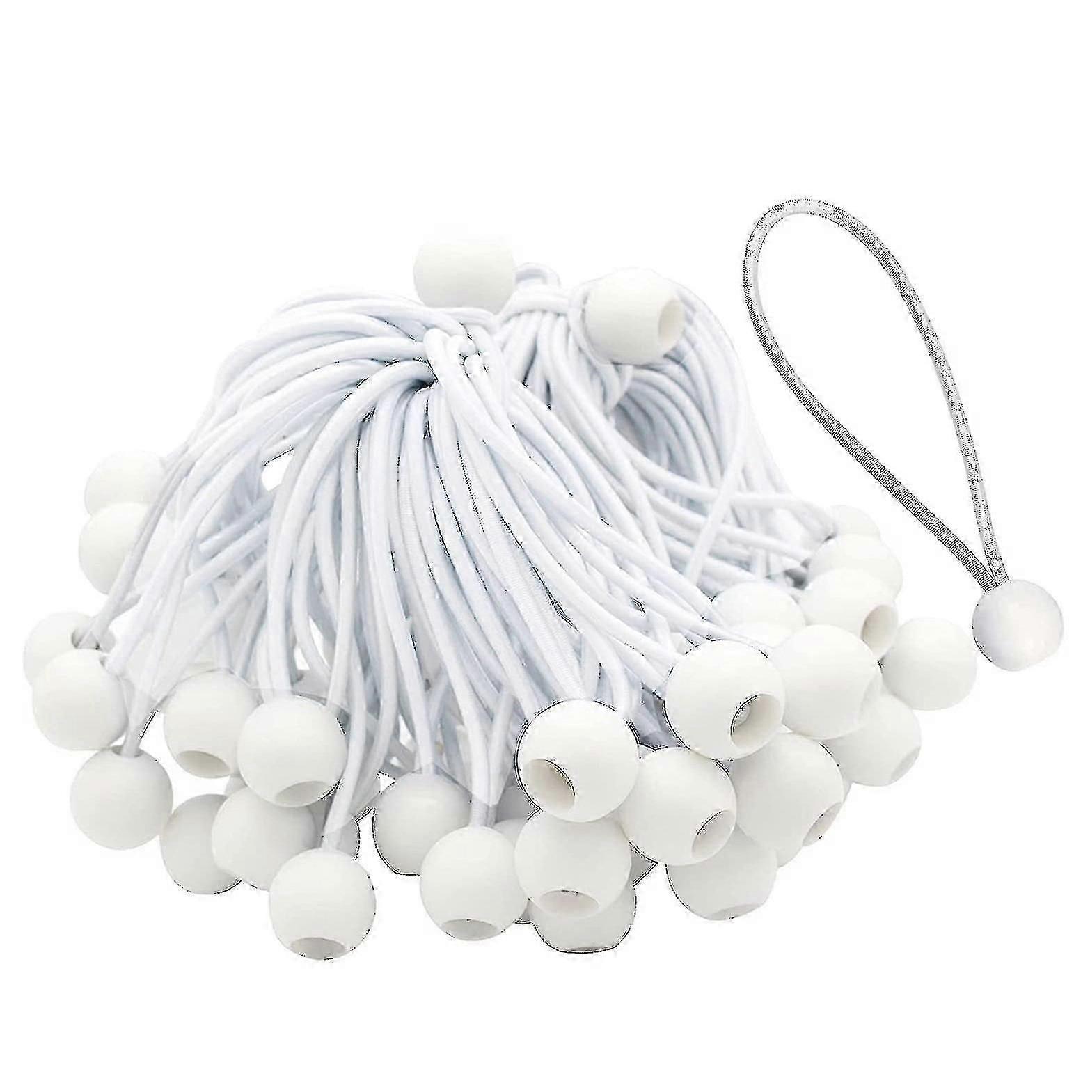 50 Pcs Elastic Bungee Cords with Balls & Toggle Ties for Marquees,Tents,Banners,Flagpoles
