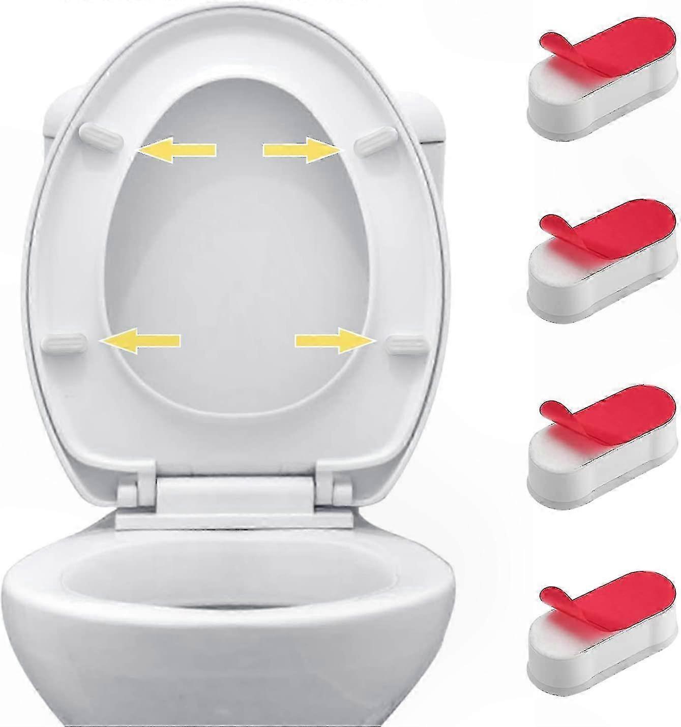 White Oval Toilet Seat Bumpers with Adhesive Pads - 4 Pack for Bidet and Lid Use
