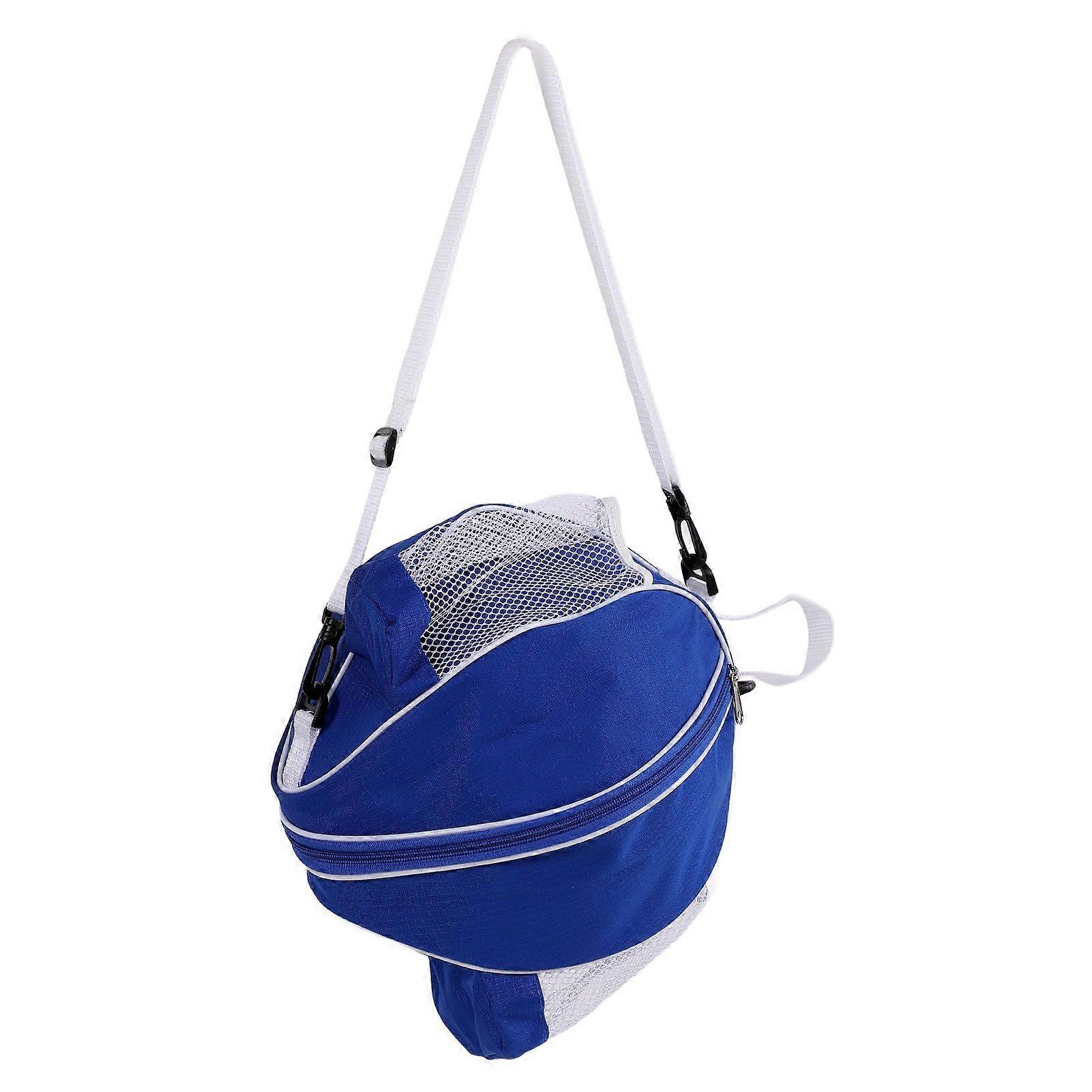 Round Mesh Basketball Bags Oxford Cloth Football Storage Pouch for Indoor Exercise SportBlue Cloth with White Edges