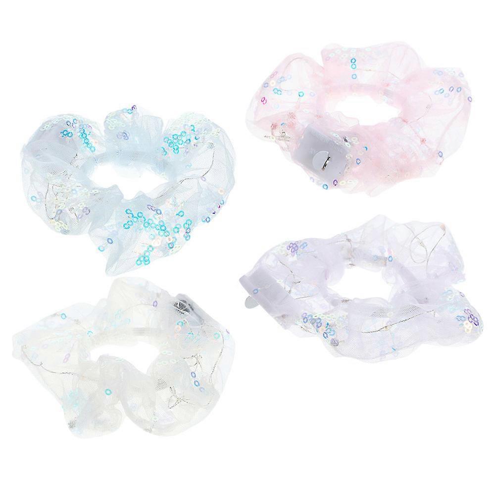 LED Colorful Light Hair Scrunchies for Girls Glow in The Dark 4Pcs Set