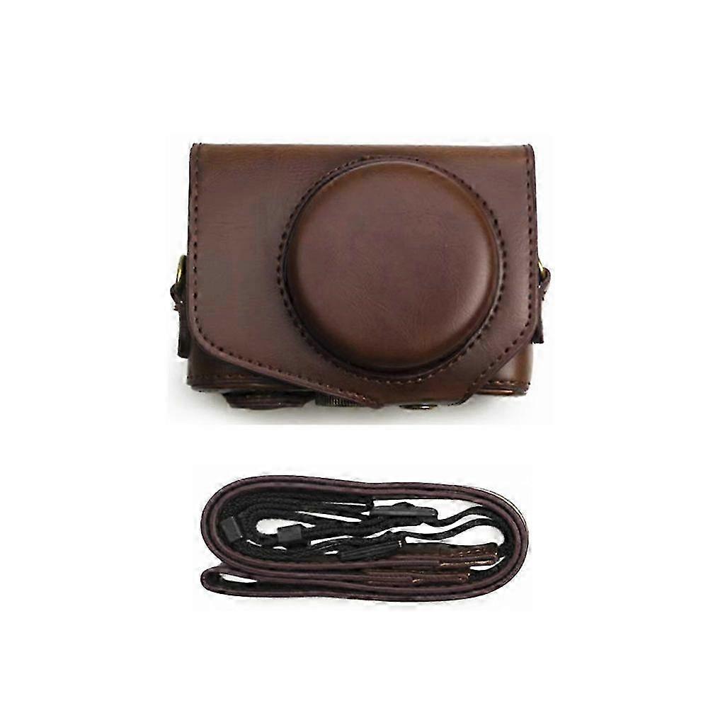 Retro PU Leather Camera Bag for Canon Powershot G7X Mark II III ( G7XII G7XIII ) Mark2 Mark3 G7X2 G7X3 Hard Case Cover and Strap