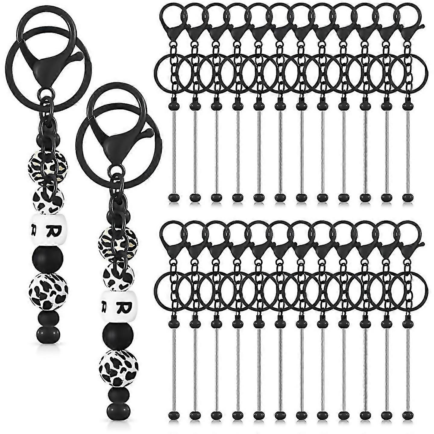 For Beadable Keychain Bars Bulk For Beads Diy Blank Keychain Black