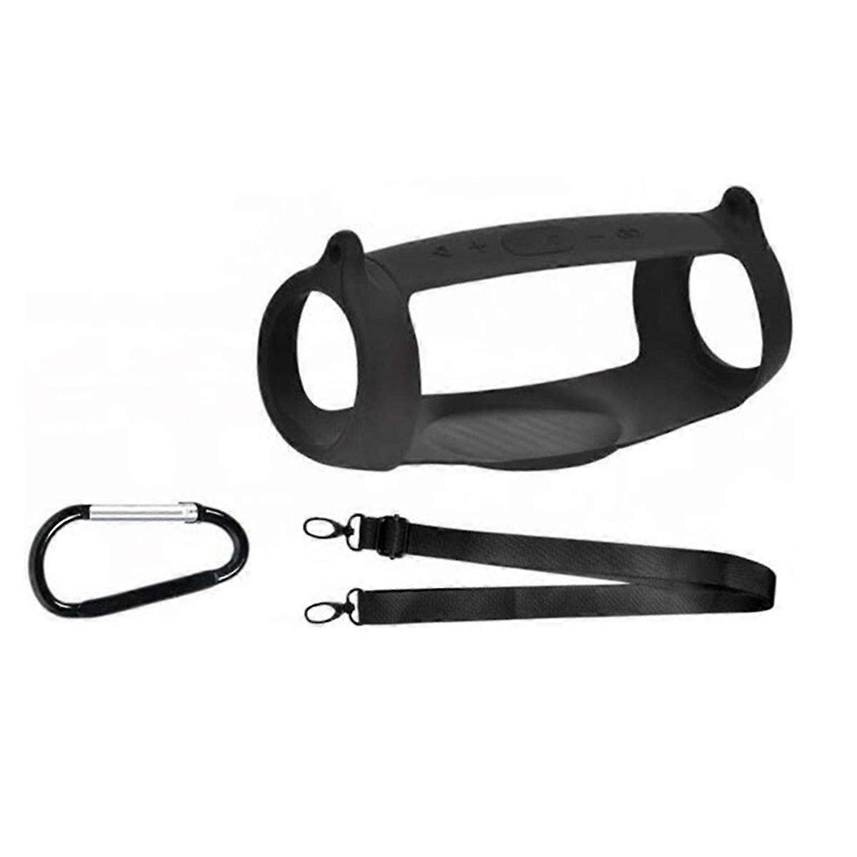 Case Cover for Charge 5 Bluetooth Speaker, Travel Carrying Protective with Shoulder Strap and Carabiner Black