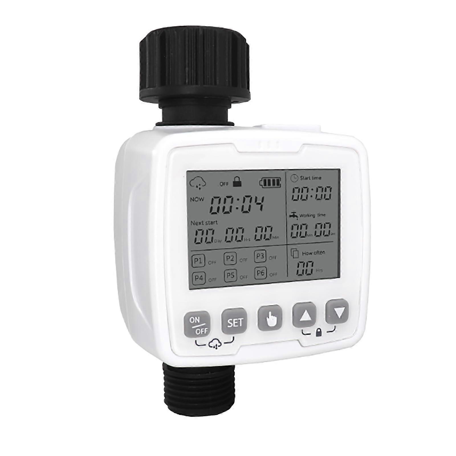 Smart Garden Watering Timer with 6 Programs, LED Display, Automatic Irrigation System for Lawn and Garden, Long Battery Life