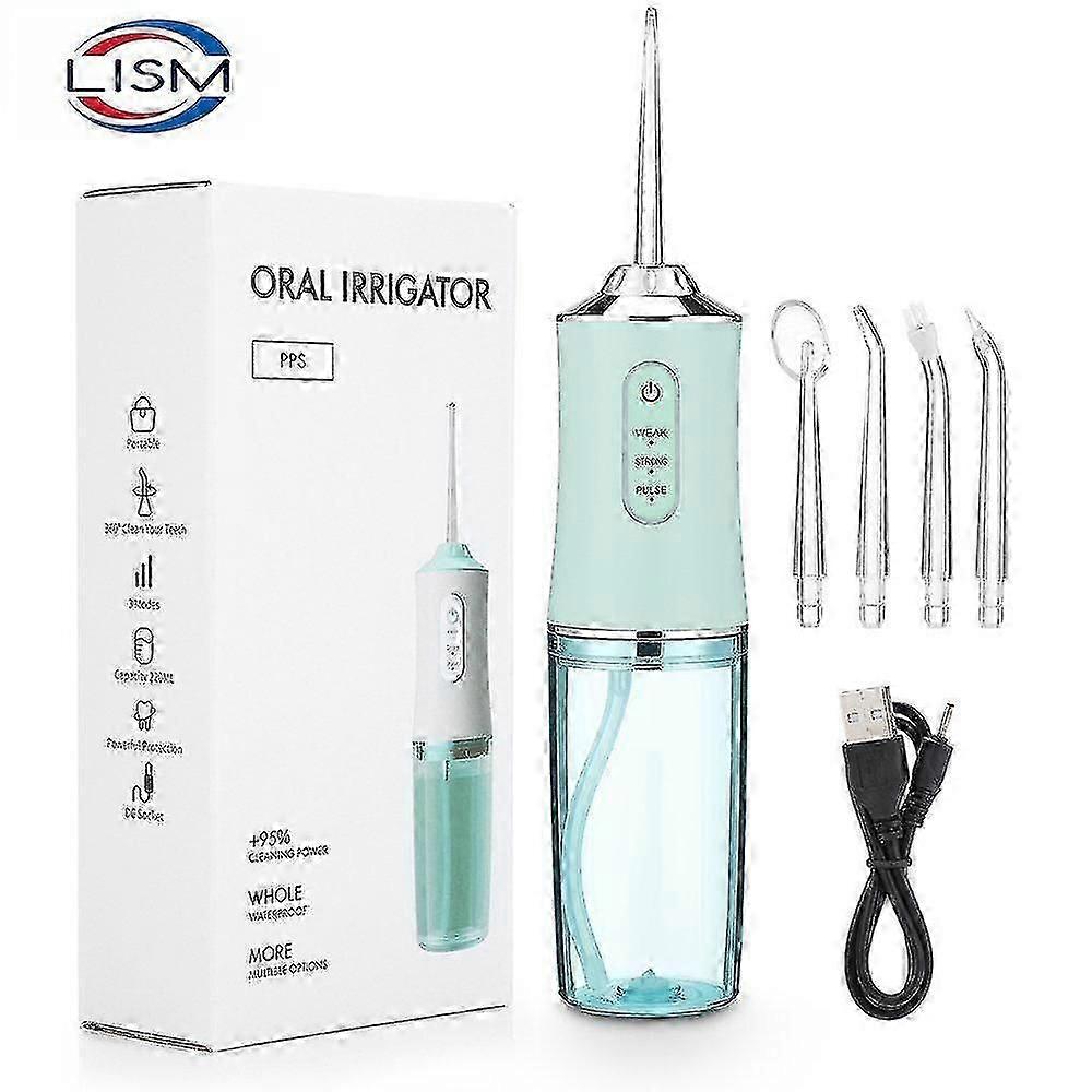 Oral Irrigator Taşınabilir Diş Su Flosser USB Şarj Edilebilir Su Jeti Diş İpi Diş Pick 4 Jet Tip 220ml 3 Mod IPX7 1400rpm-İyi