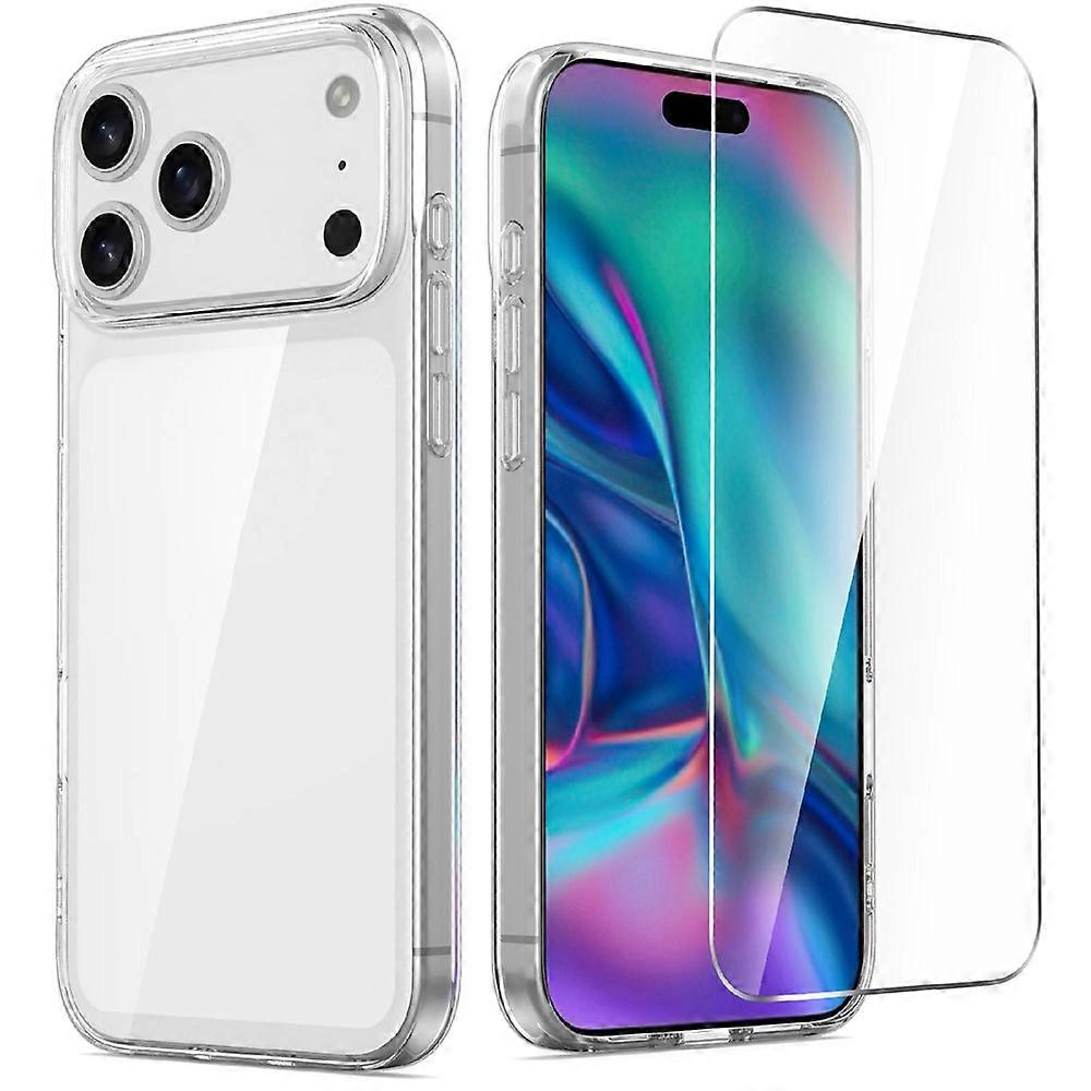 Compatible For iPhone 17 Pro Clear TPU Anti-Scratch Phone Case + 2.5D Arc Edge Screen Protector