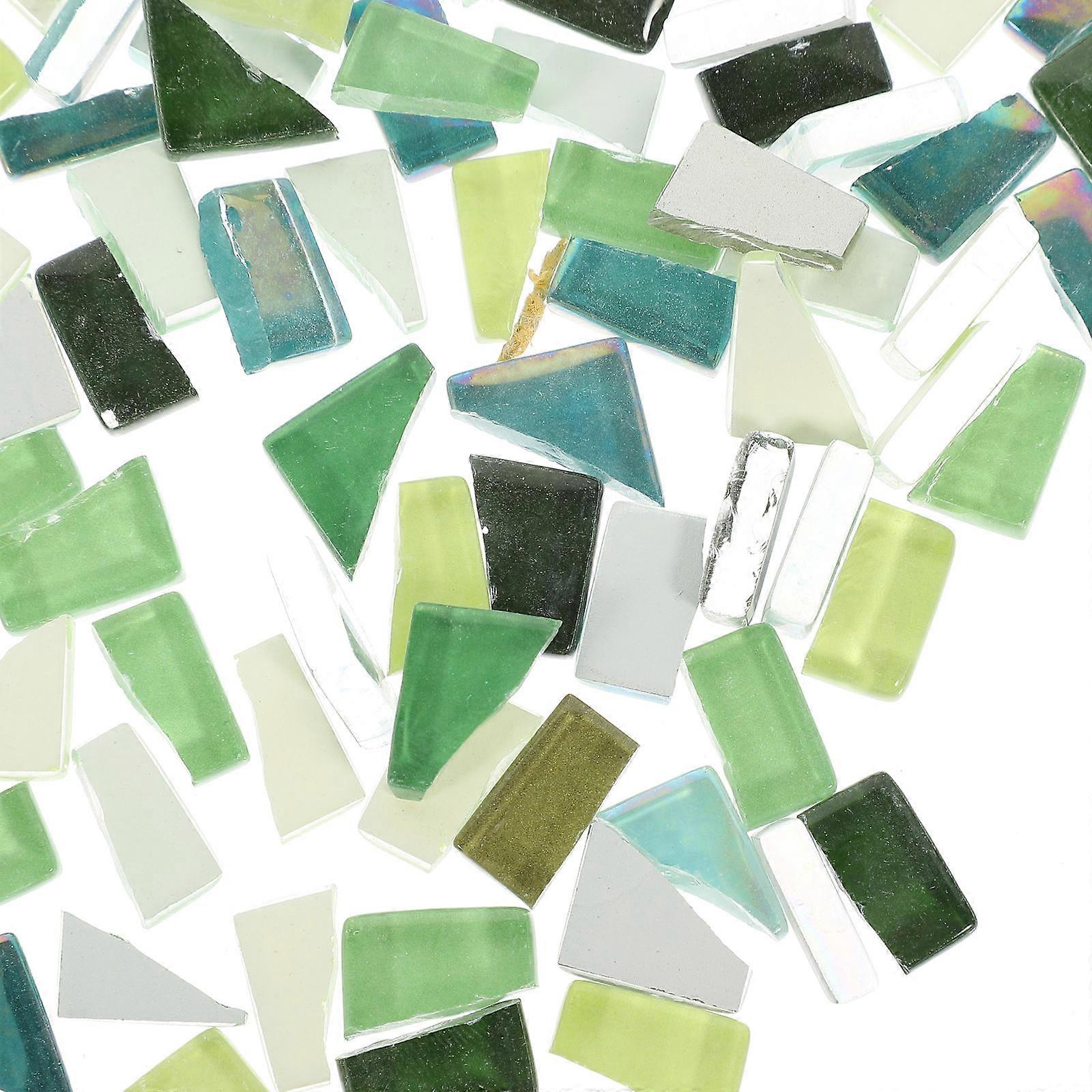 Decorative Green Mosaic Tiles for Crafts DIY 4Pcs 1 Bag Irregular