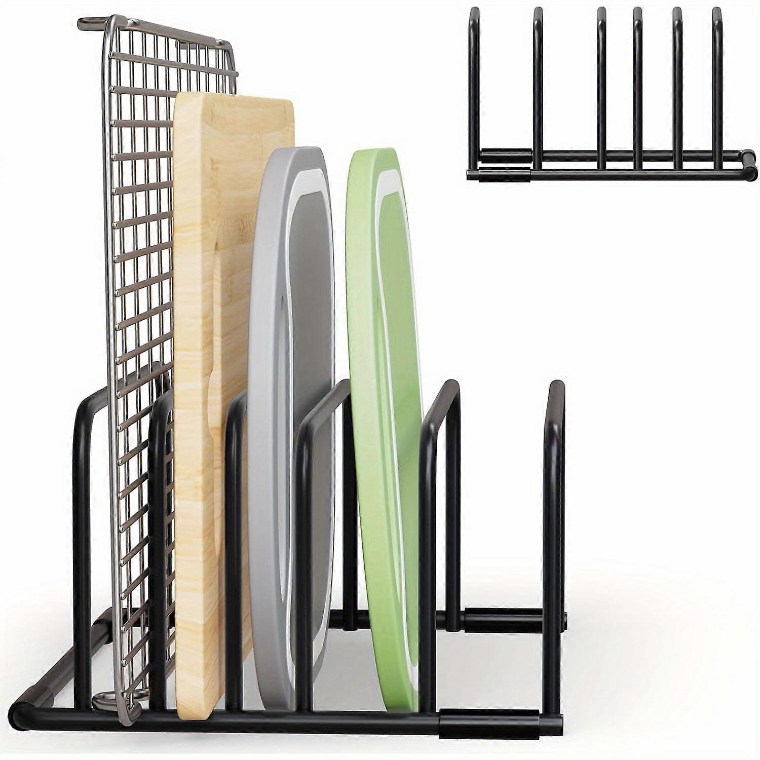Multi-Functional Iron Kitchen Rack Space-Saving Iron Kitchen Rack for Cutting Boards & Baking Pans Storage with Wire Mesh Basket