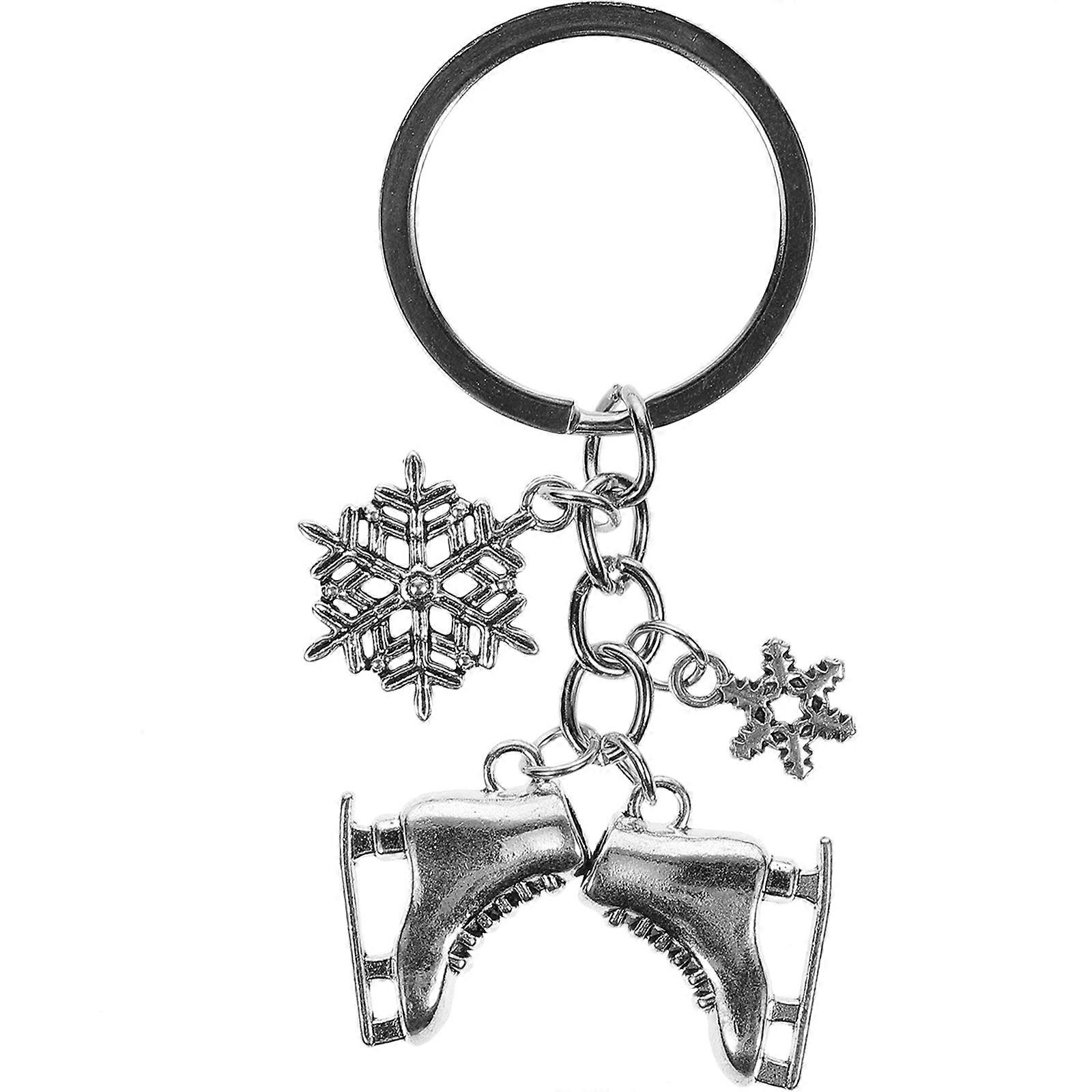 Snow Keychain 2Pcs Silver Creative Skates Key Ring Keychain Ornament for Decoration