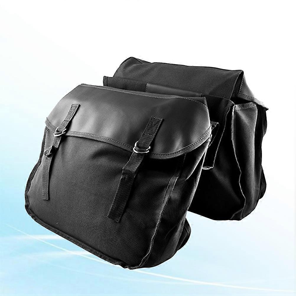 Bike Saddle Bag for Water Storage with Flap Design 2Pcs Canvas Rear Seat Pouch