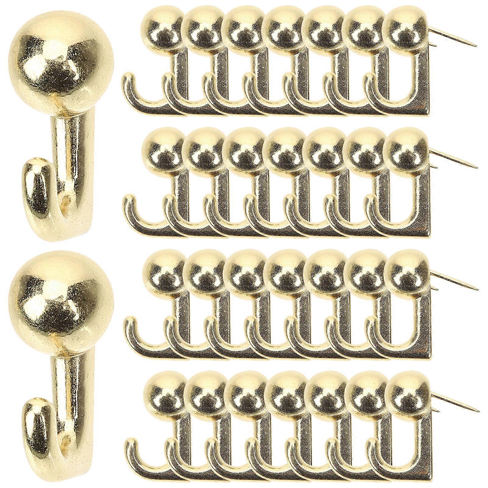 120Pcs Golden Picture Hanging Hooks For Home Use And Office Use With Round Head Design For DIY Decorations