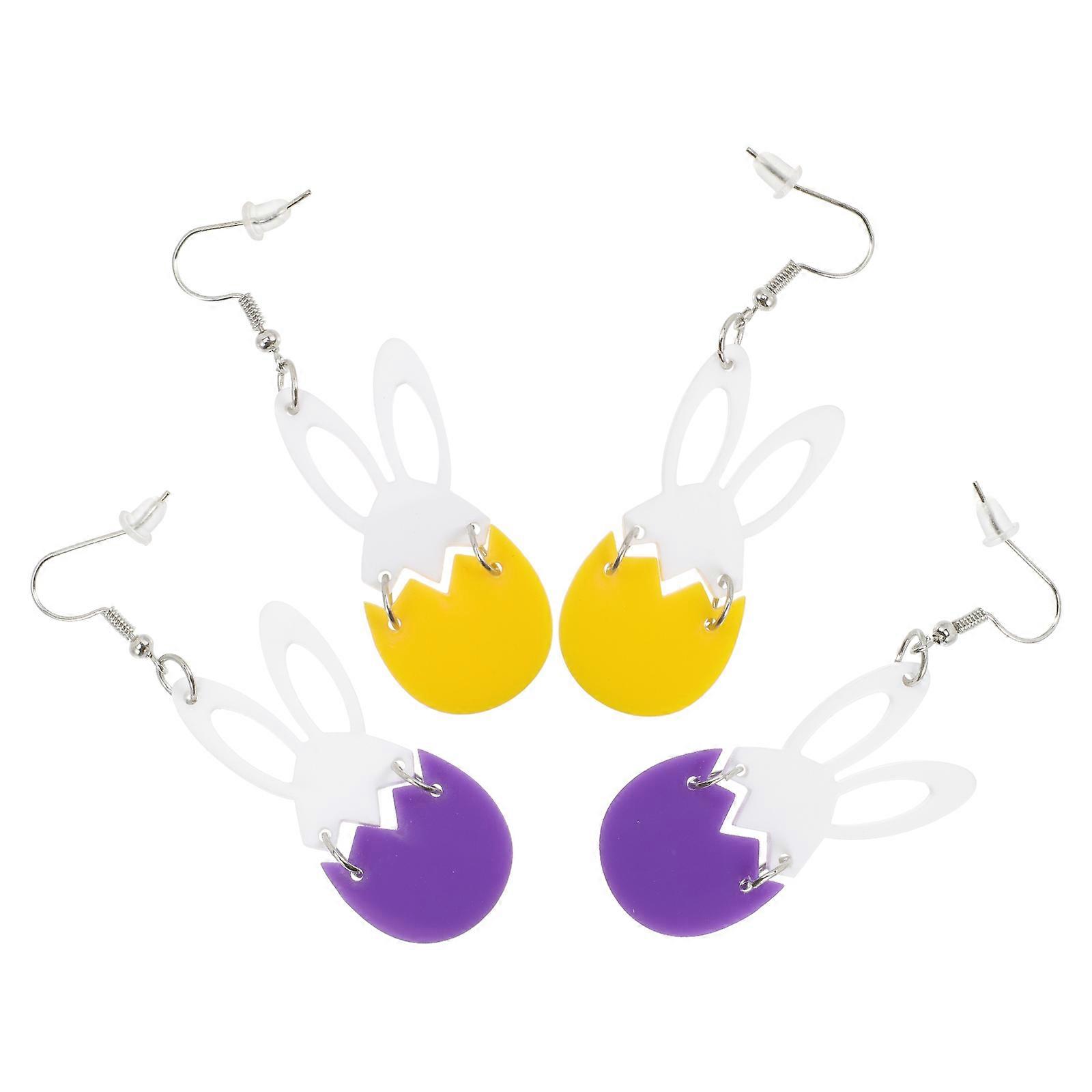 Cute Bunny Shape Earrings Acrylic Easter Ear Drops for Decor 8Pairs