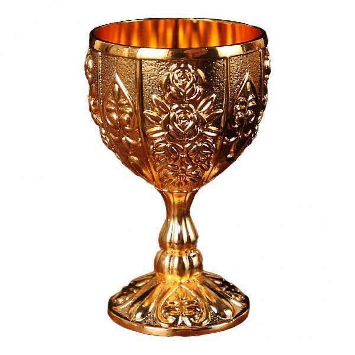DOMELAY 3x Goblet Embossed Cup Elegant Cup Glass Drinkware Pcs