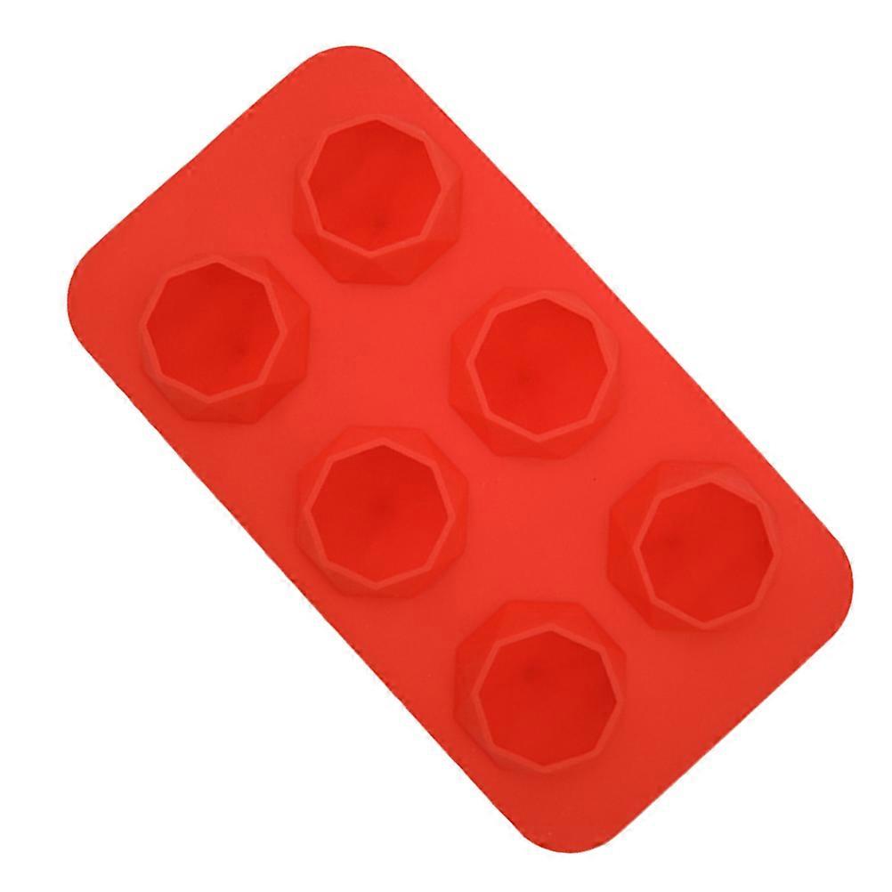 Red Silicone Ice Cube Mold for Ice Making 2Pcs 6 Lattices Diamond Shape Tray