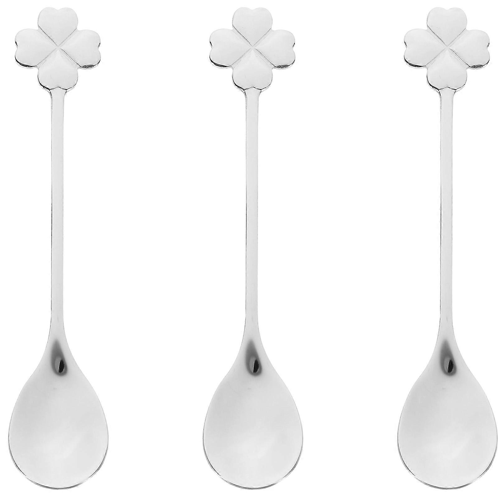 Silver Stainless Steel Spoon Coffee Stirring Spoon Set 6Pcs for Kitchen Use