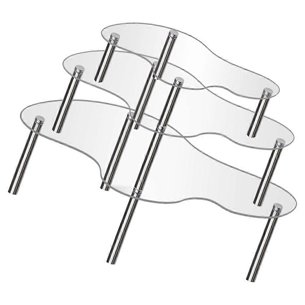 Cake Stand Clear Multi-Layered Design Workmanship For Tea Parties Home Use Storage Holder 3Pcs
