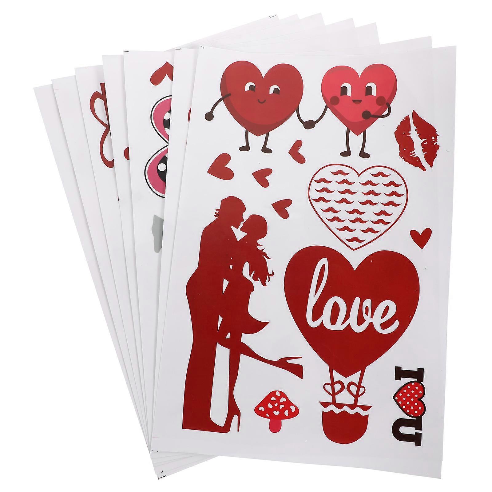 Window Sticker Valentine's Day Decorative Decal for Decoration 8 Sheets