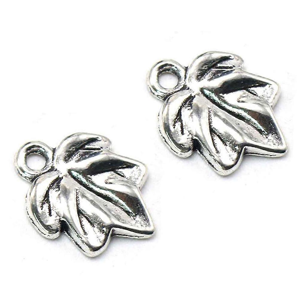Jewelry Making Pendants Small Maple Leaf Alloy Charm 100Pcs Silver