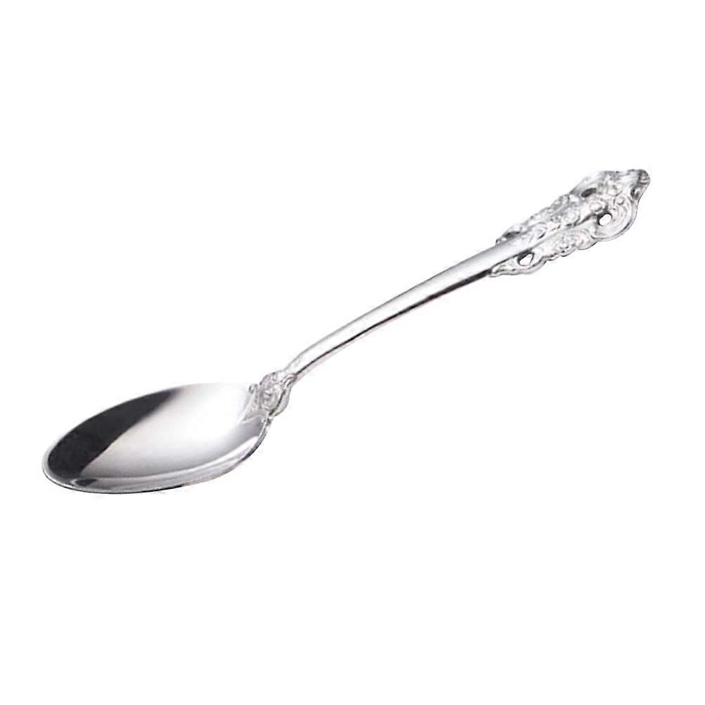 Silver Stainless Steel Western Tableware Tea Spoon for Home 2Pcs