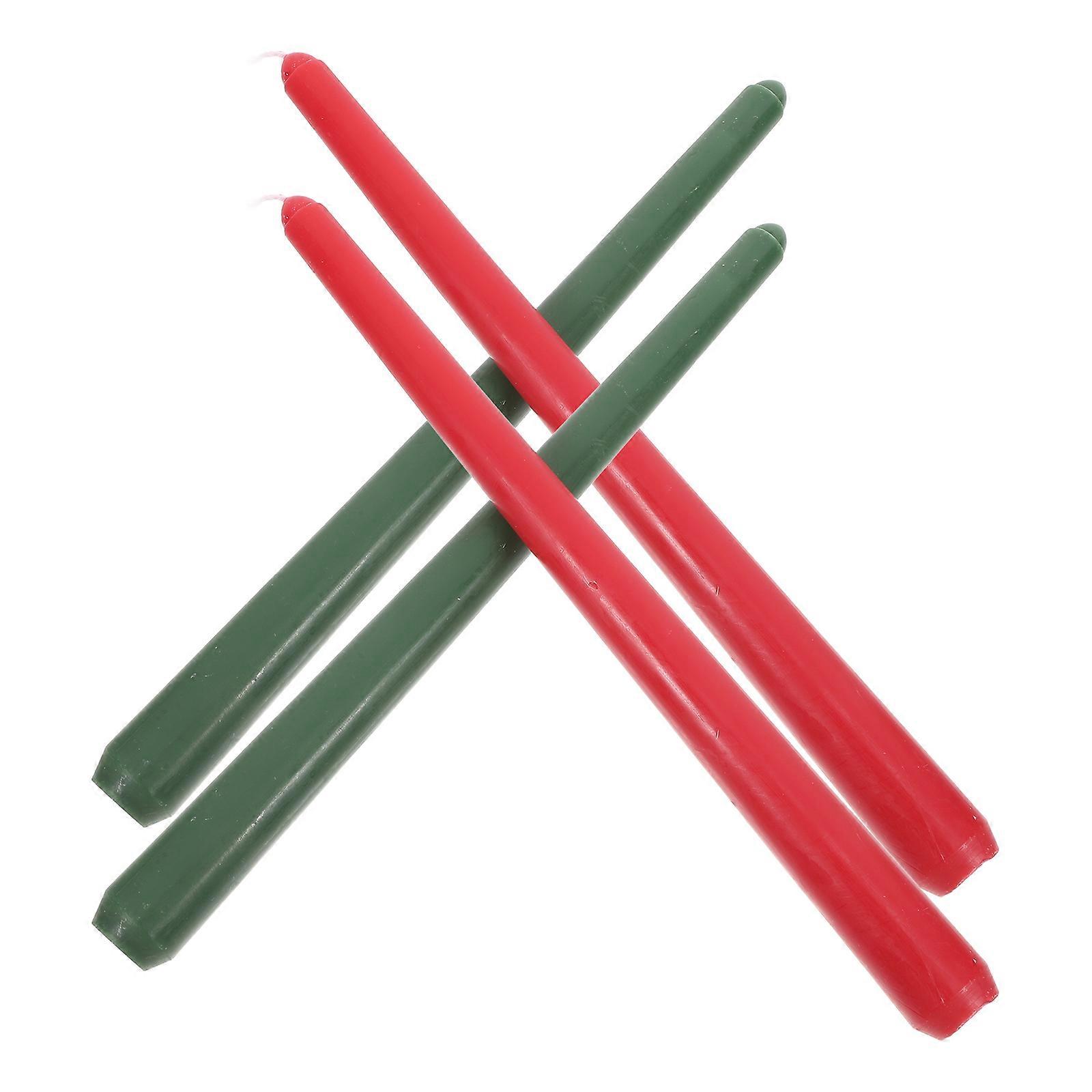 Christmas Unscented Taper Candles Red and Green for Party Use 12Pcs