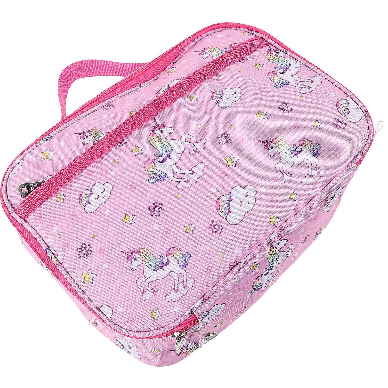 Lunch Tote Bag Unicorn Design Portable For School Use Travel Outdoor Activities 1Set Reusable Space-Saving Multi Color