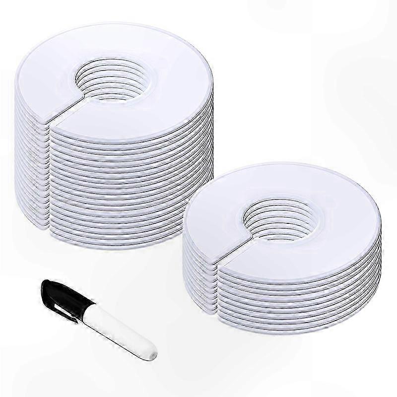 White Closet Rack Dividers with Marker, 30-Pack, 3.5" Outer Diameter