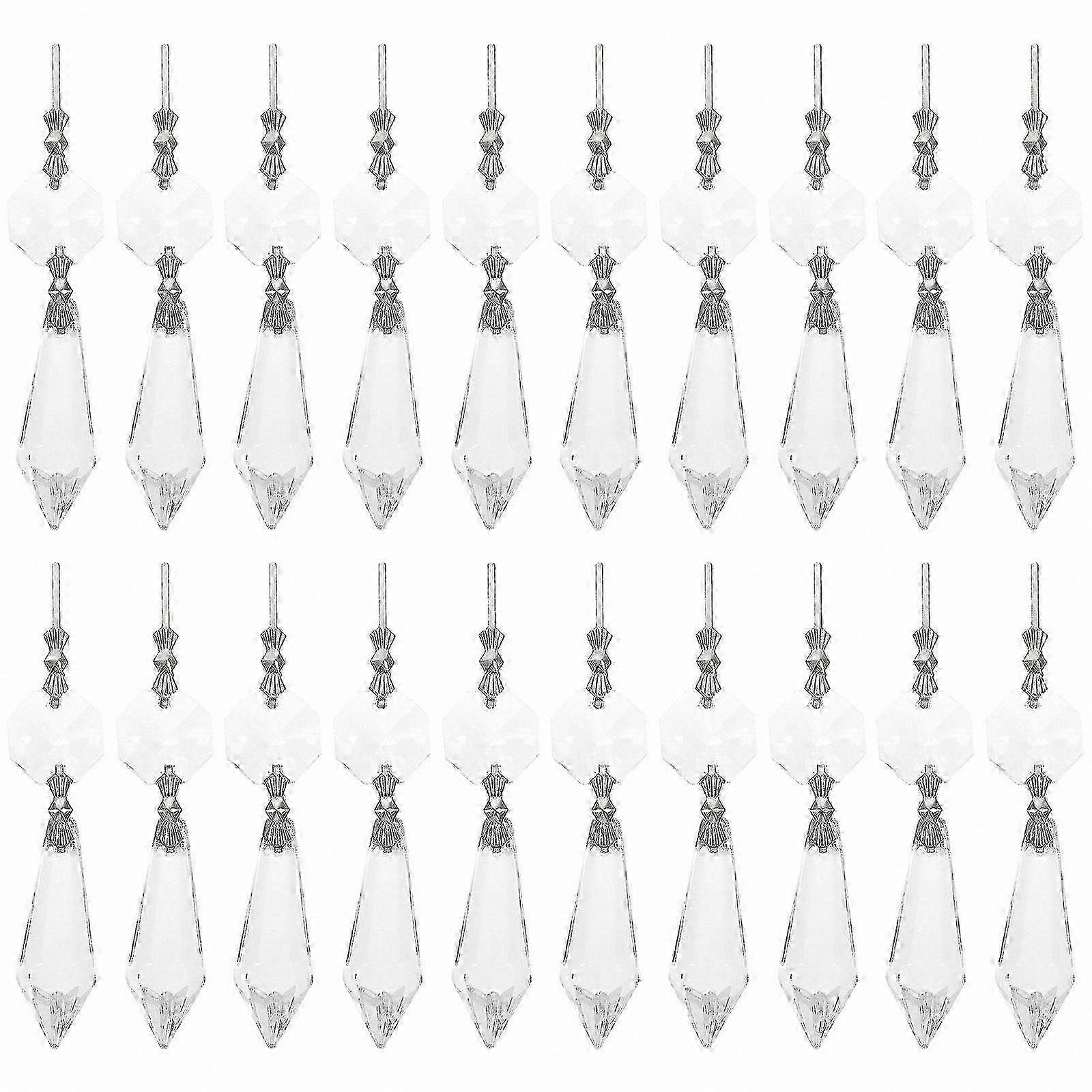 20Pcs Clear Crystal Chandelier Icicle Prisms for Candelabra Replacement