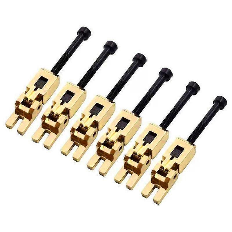 Set of 6 Locking Saddles for Floyd-Rose Guitar Tremolo Bridge -Golden