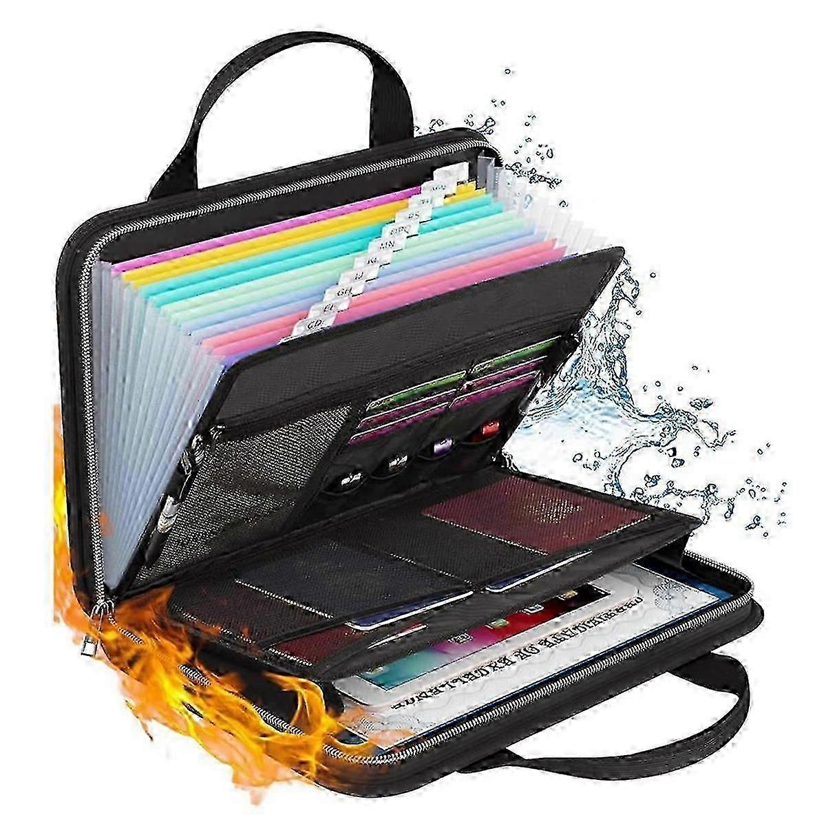 File Organizer Accordion, Waterproof & Fireproof with 12 Folders for Academi Use, 14.6x10.2in