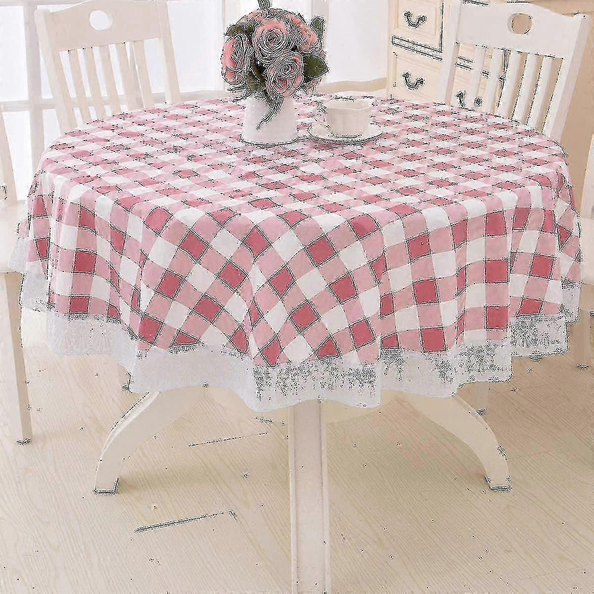 Round Vinyl Lace Tablecloth Waterproof Pvc Plastic Tablecloth