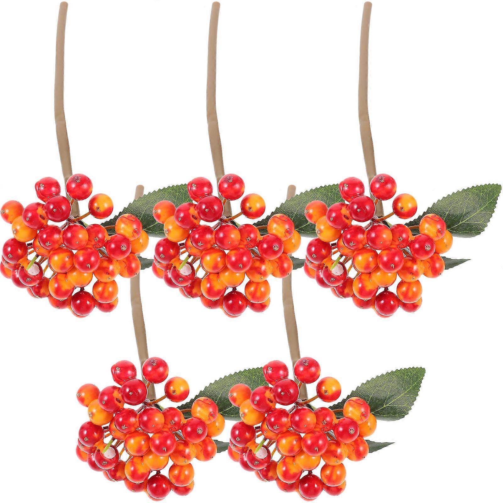 Christmas Decorations Artificial Berry Stems 25Pcs Orange PVC Material