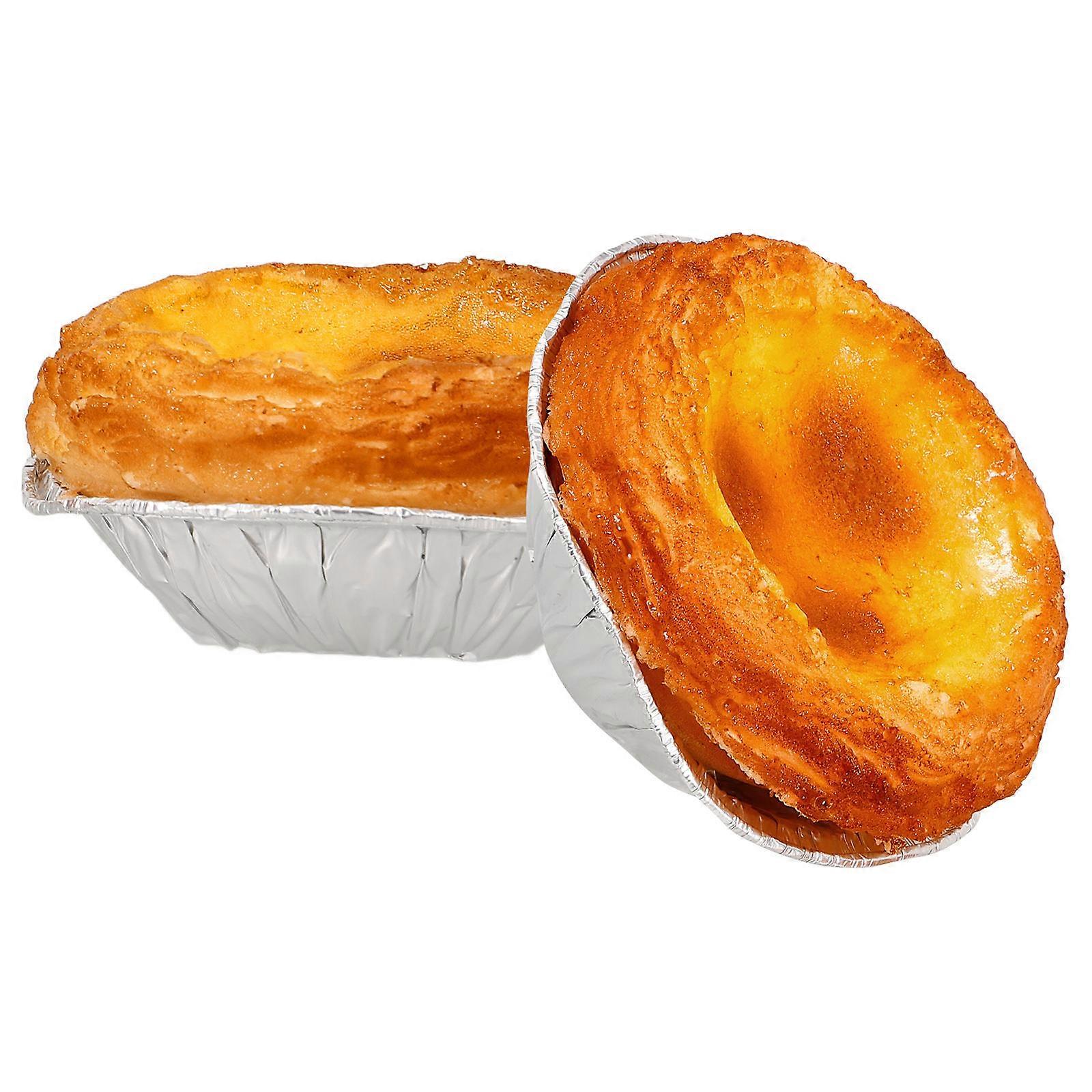 Artificial Egg Tart Model for Decor with 2Pcs Realistic Simulated Dessert