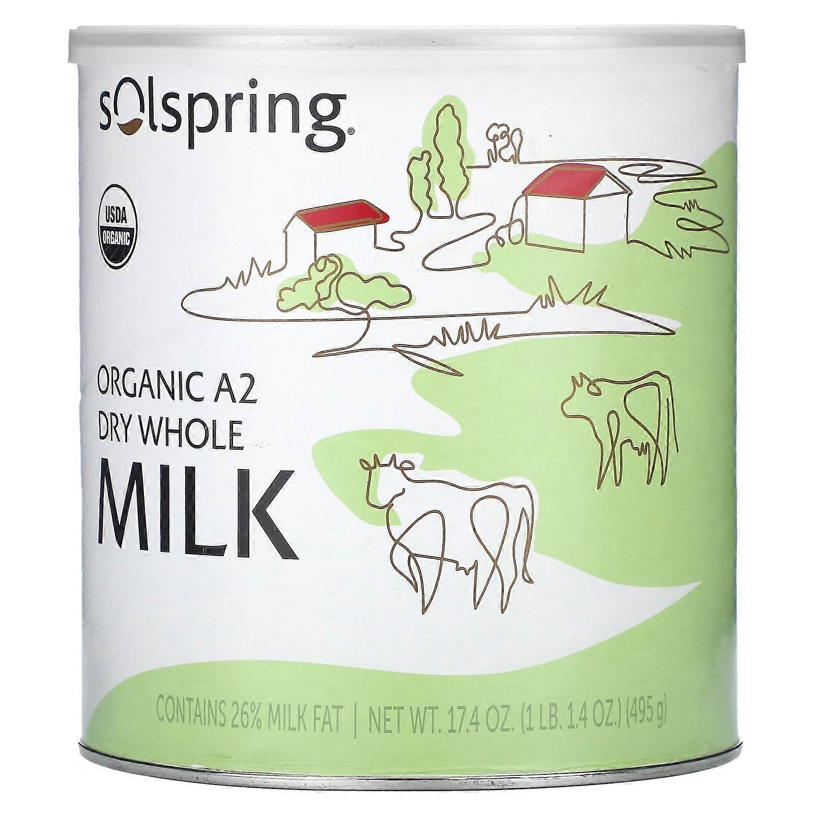 Solspring, Lait entier en poudre biologique A2, 495 g