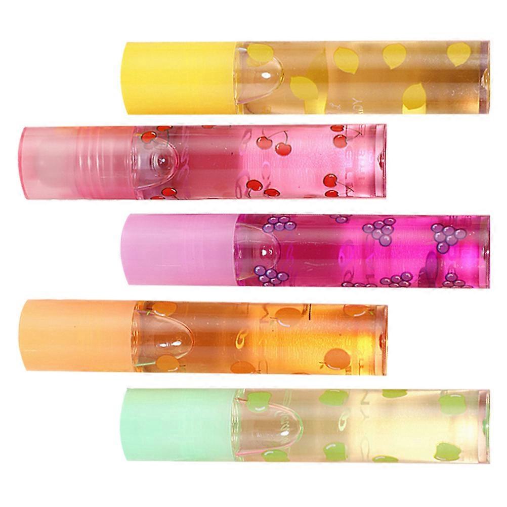 5Pcs Fruit-Flavored Lip Pomade Moisturizing Lipsticks with Transparent Lip Protector